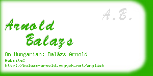 arnold balazs business card